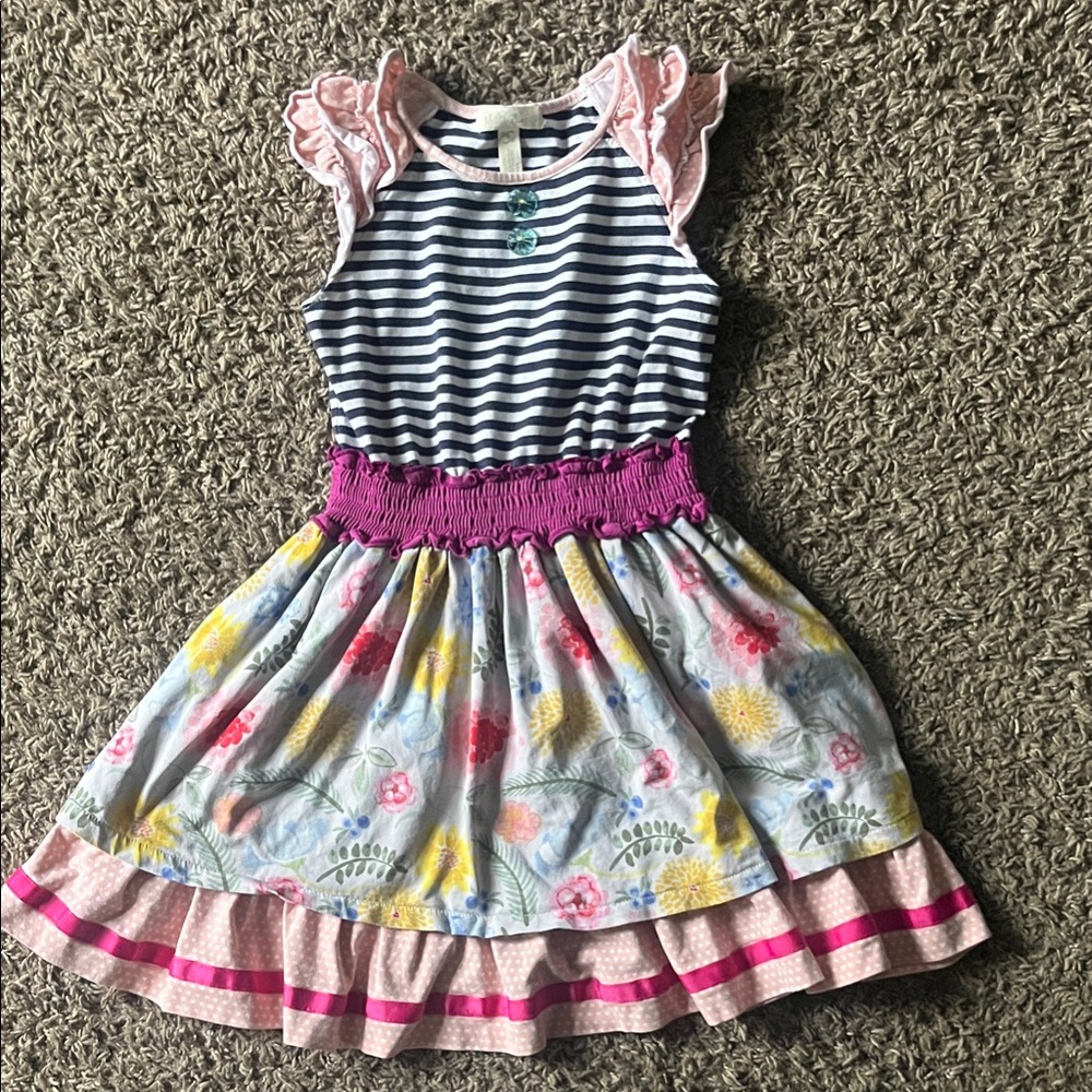 Striped and Floral Kids Dress